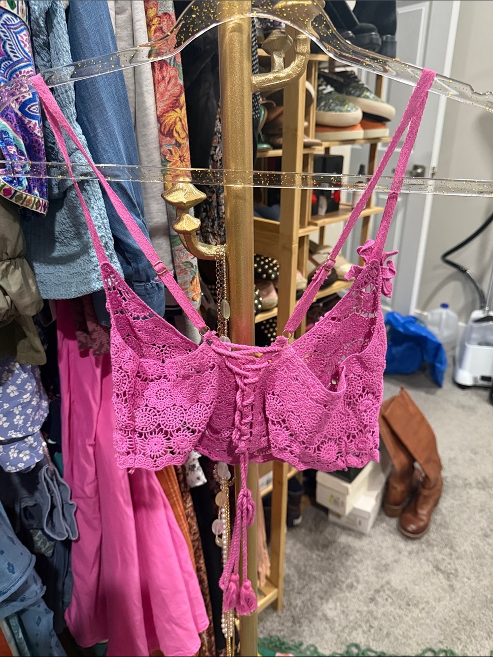INTIMATELY FREE PEOPLE MEDIUM WALK THIS WAY CROCHET TOP - Picture 3 of 5